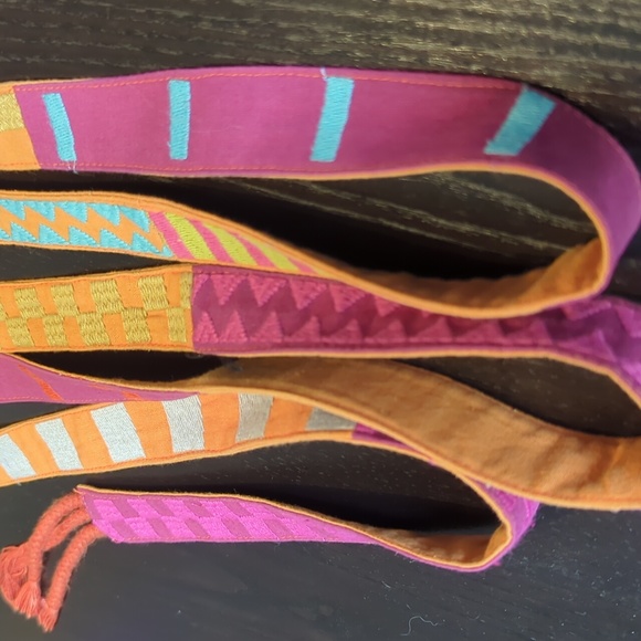 Embroidered double sided belt 2.6m wrap-around boho style orange Gudrun Sjoden - Picture 6 of 13